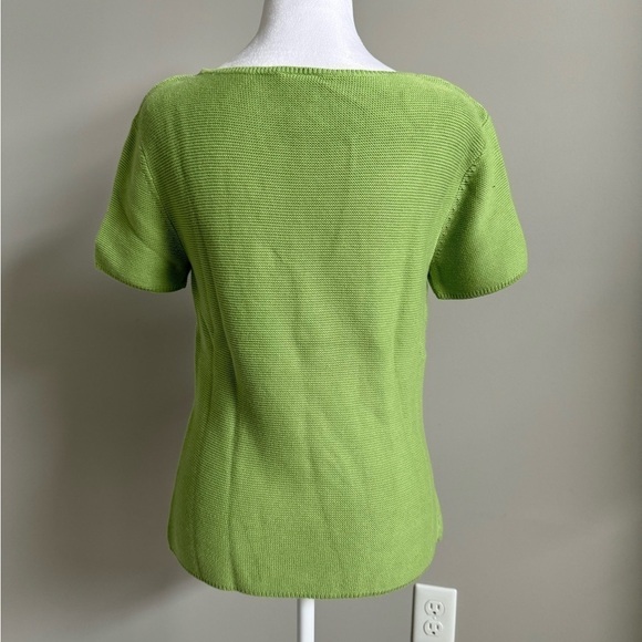 Talbots Short Sleeve Textured Sweater Lime Green Size Small - Picture 3 of 7